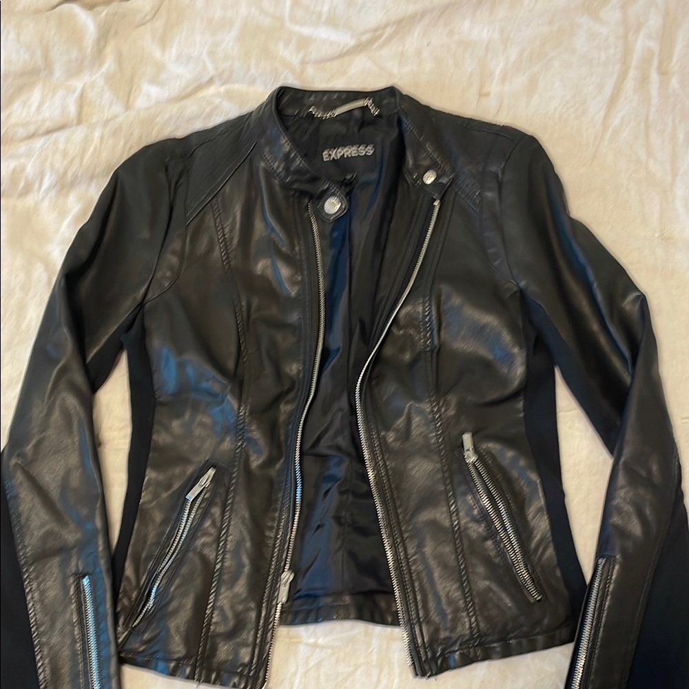 Express Black Leather Motorcycle Jacket